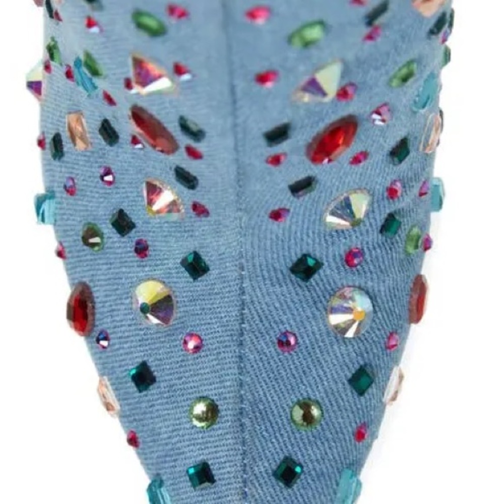Embellished Blue Heeled Boots
